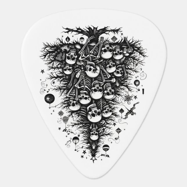 Black Christmas tree Skulls and bones Guitar Pick (Front)
