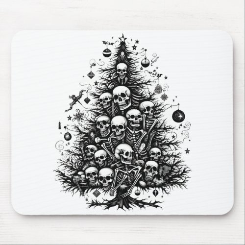 Black Christmas tree Skulls and bones Mouse Pad