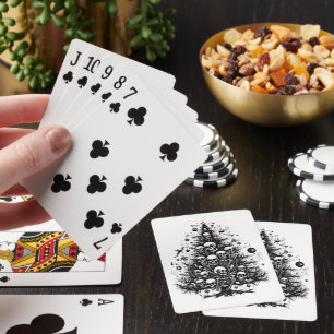 Black Christmas tree Skulls and bones Poker Cards
