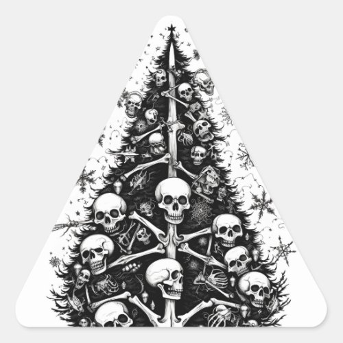 Black Christmas tree Skulls and bones  Triangle Sticker