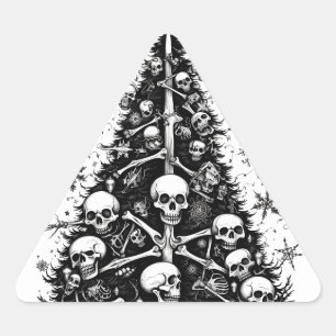Black Christmas tree Skulls and bones Triangle Sticker