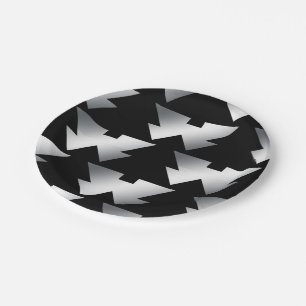 Black Christmas Trees Modern Christmas Paper Plates