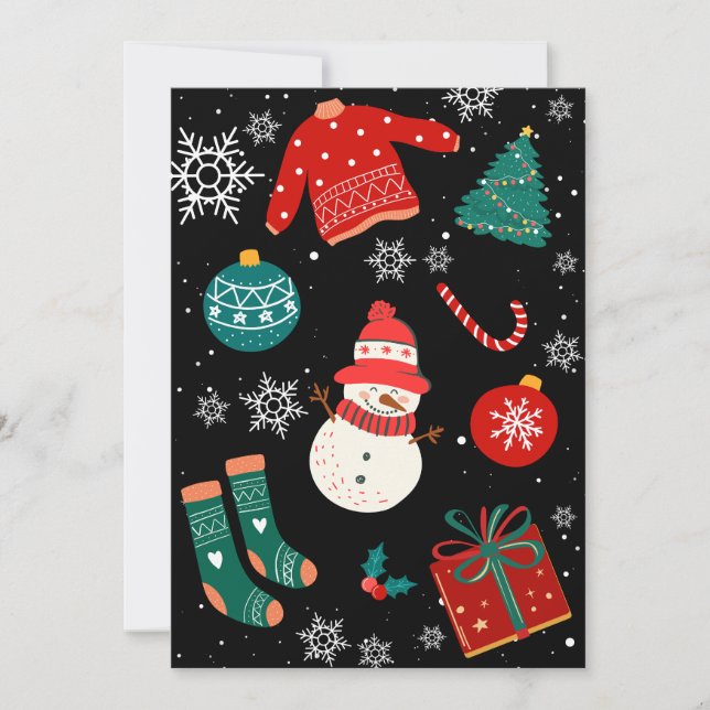 Black christmas wonderland personalized text holiday card (Front)
