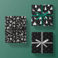 Minimal Masculine Kraft Black White Grey Christmas Wrapping Paper