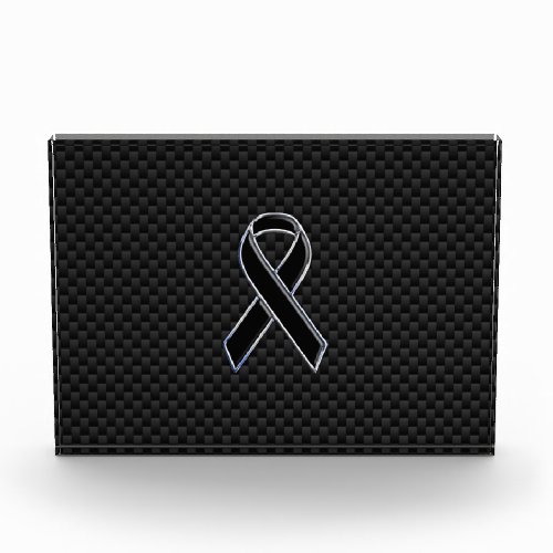 Black Chrome Style Ribbon Awareness Carbon Fiber Award