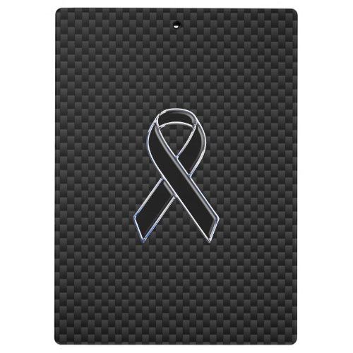 Black Chrome Style Ribbon Awareness Carbon Fiber Clipboard