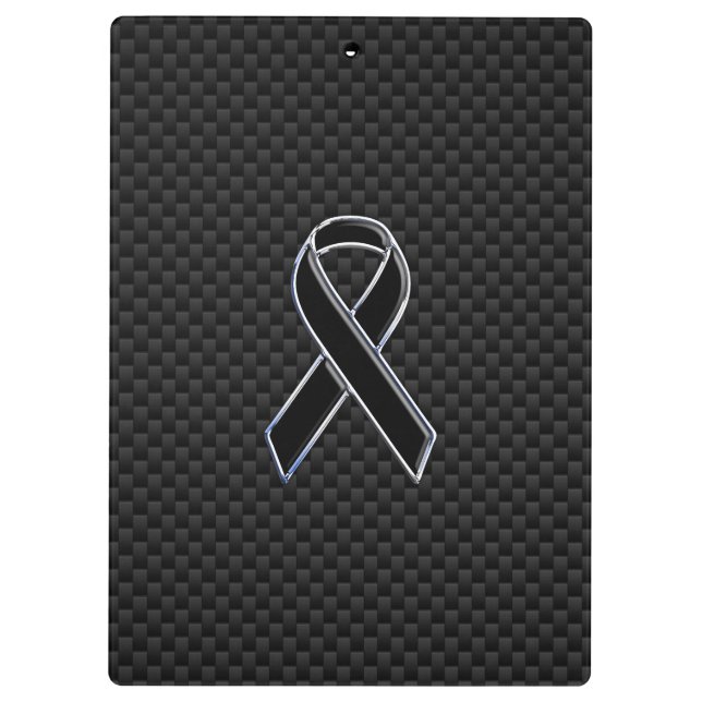 Black Chrome Style Ribbon Awareness Carbon Fiber Clipboard (Back)