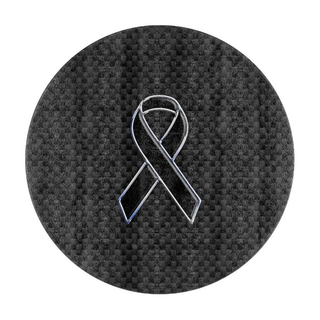 Black Chrome Style Ribbon Awareness Carbon Fiber Cutting Board (Front)