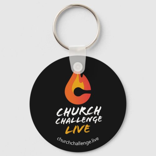 Black CHURCH CHALLENGE LIVE Orange Flame Keychain