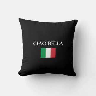 Black CIAO BELLA ITALY FLAG Throw Pillow