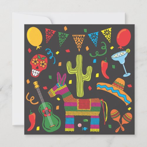Black Cinco De Mayo Fiesta Party Invitation
