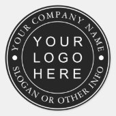 Black Circle Business Logo Custom Classic Round Sticker | Zazzle