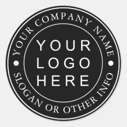 Black Circle Business Logo Custom Classic Round Sticker | Zazzle