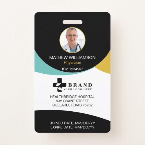 Black Circle Design   Medical Photo ID  Logo Badge