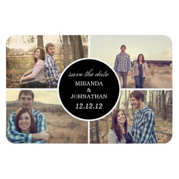 Black Circle Design Photo Save The Date Magnet by AllyJCat at Zazzle