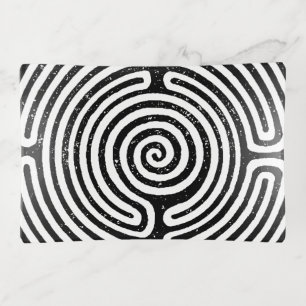 Black Circle Labyrinth Fine Art Trinket Tray