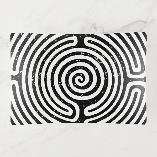 Black Circle Labyrinth Fine Art Trinket Tray (Front)
