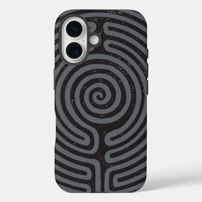 Black Circle Labyrinth (Gray) Fine Art Case-Mate iPhone Case (Back)
