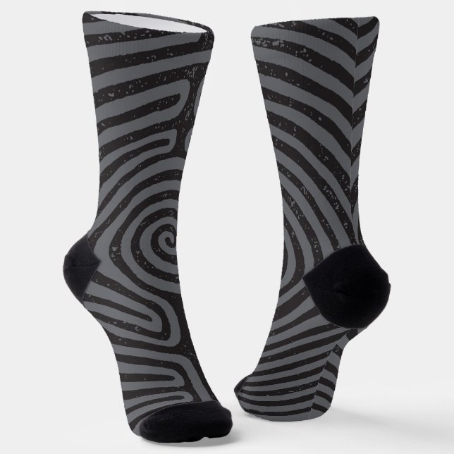Black Circle Labyrinth (Gray) Fine Art Socks (Angled)