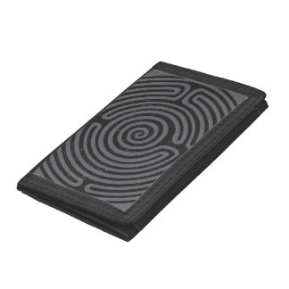 Black Circle Labyrinth (Gray) Fine Art Trifold Wallet