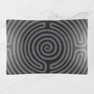 Black Circle Labyrinth (Gray) Fine Art Trinket Tray