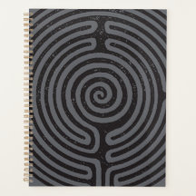 Black Circle Labyrinth (Gray) Planner