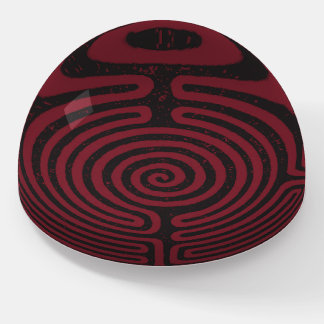 Black Circle Labyrinth (Maroon) Fine Art Paperweight