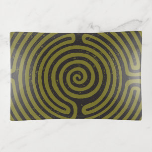 Black Circle Labyrinth (Olive) Fine Art Trinket Tray