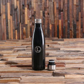 Black Circle Monogram Aluminum Water Bottle (Front)