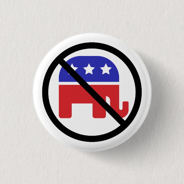 Black Circle No Sign Anti-GOP Political Opinion Button (Front)