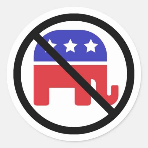 Black Circle No Sign Anti_GOP Political Opinion Classic Round Sticker