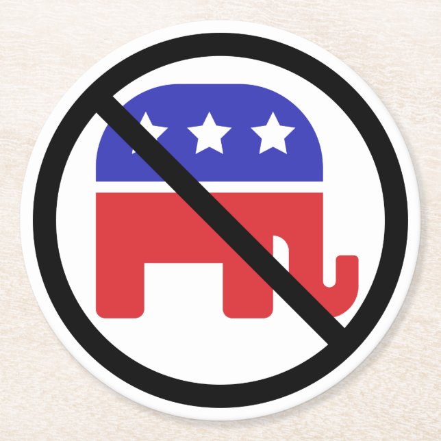 Black Circle No Sign Anti-GOP Political Opinion Round Paper Coaster (Front)
