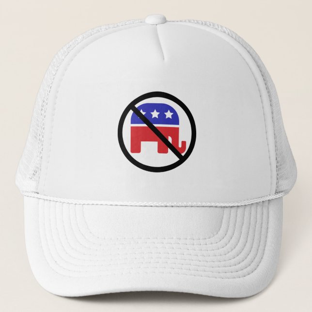 Black Circle No Sign Anti-GOP Political Opinion Trucker Hat (Front)