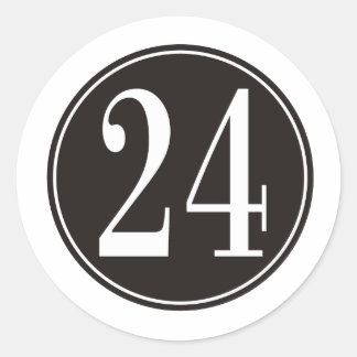 Black Circle - Number 24 (front) Classic Round Sticker