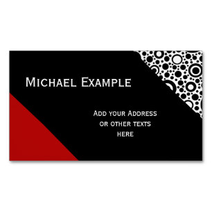 Black Circle & Polka Dots Pattern + your ideas Magnetic Business Card