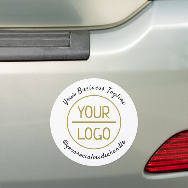 Black Circle Round Car Magnet Sign Custom Logo 7" (In Situ)