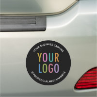 Black Circle Round Car Magnet Sign Custom Logo 7"