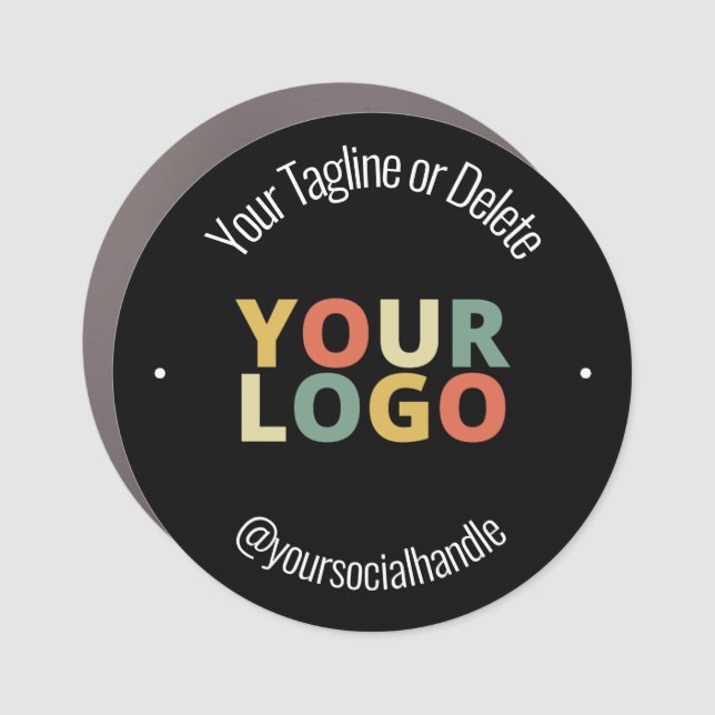 Black Circle Round Sign Custom Car Magnet (Front)