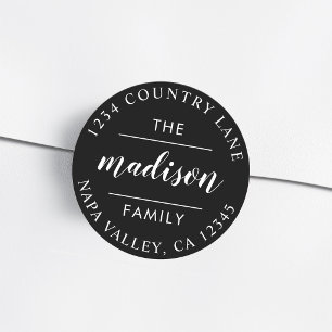 Black Circle Script Create Your Own Return Address Classic Round Sticker
