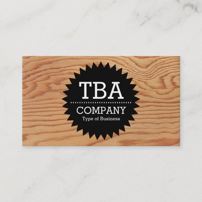 Black Circle Star v2 - Wood 02 Business Card (Front)
