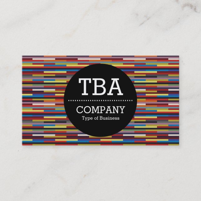 Black Circle v2 - Colorful Stripes Business Card (Front)