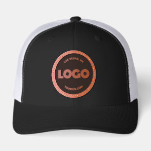 Black Circle with Modern Rectangular Logo Leather Patch Hat