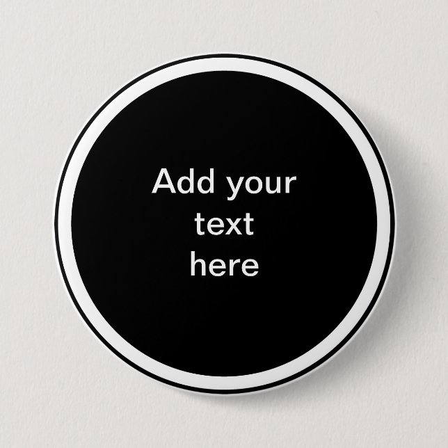 Black circle with white circle frame TEMPLATE,  Button (Front)