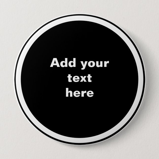 Black circle with white circle frame TEMPLATE,  Button (Front)