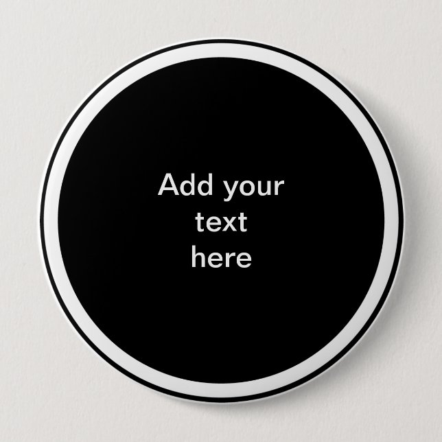 Black circle with white circle frame TEMPLATE,  Button (Front)