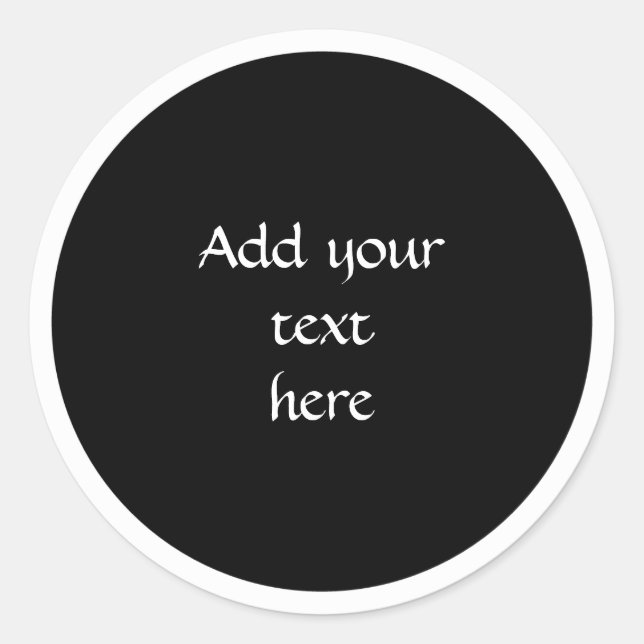 Black circle with white circle frame TEMPLATE,  Classic Round Sticker (Front)