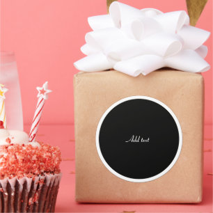 Black circle with white circle frame TEMPLATE, Classic Round Sticker