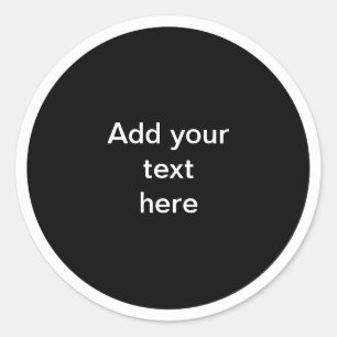 Black circle with white circle frame TEMPLATE,  Classic Round Sticker