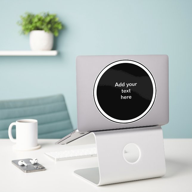 Black circle with white circle frame TEMPLATE,  Sticker (Laptop On Desk)