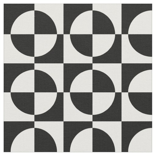 Black Circles and Squares Fabric
